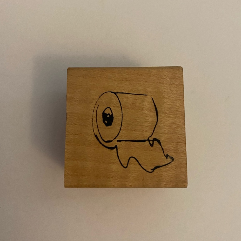 Judith - Wooden Rubber Stamp with Toilet Paper Design